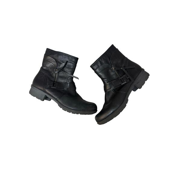 Clarks Black Leather Zip-Up Boots - Women's Size 9.5 - Picture 1 of 9